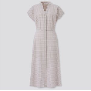 Uniqlo rayon lawn short sleeve flare dress